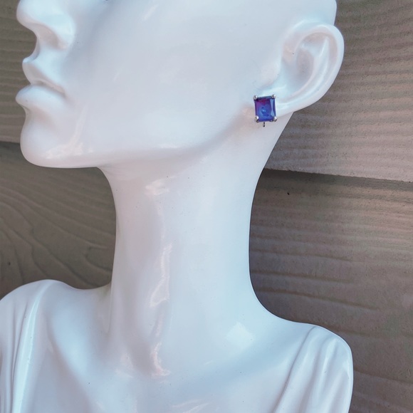 Sterling Silver Azure Stud Earrings - Picture 3 of 4